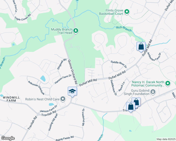 map of restaurants, bars, coffee shops, grocery stores, and more near 11920 Foal Lane in North Potomac