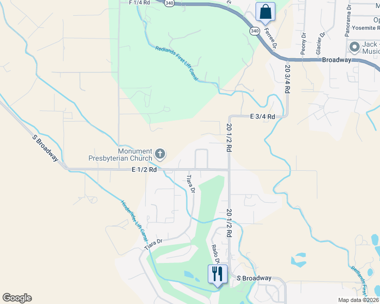 map of restaurants, bars, coffee shops, grocery stores, and more near 553 West Saddle Drive in Grand Junction