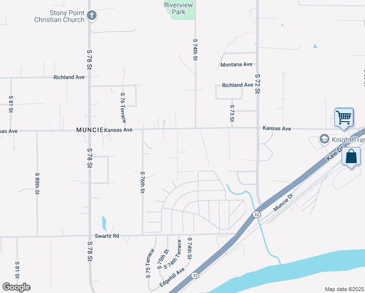 map of restaurants, bars, coffee shops, grocery stores, and more near 7401 Kansas Avenue in Kansas City