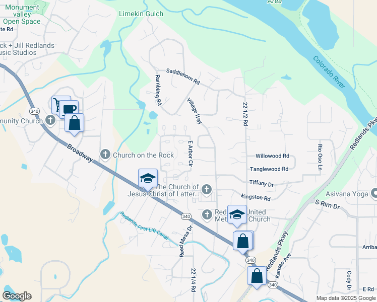 map of restaurants, bars, coffee shops, grocery stores, and more near 2232 North Regent Circle in Grand Junction