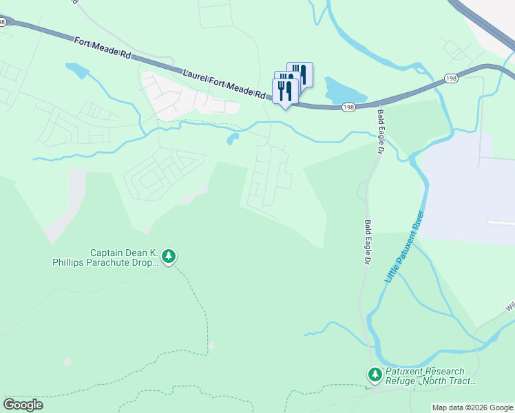 map of restaurants, bars, coffee shops, grocery stores, and more near 345 Alluvium Drive in Laurel
