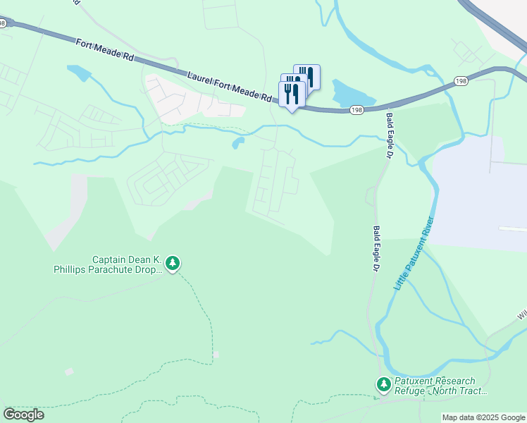 map of restaurants, bars, coffee shops, grocery stores, and more near 343 Alluvium Drive in Laurel