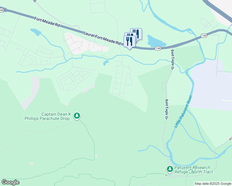 map of restaurants, bars, coffee shops, grocery stores, and more near 341 Alluvium Drive in Laurel