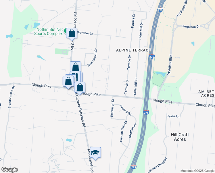 map of restaurants, bars, coffee shops, grocery stores, and more near 588 Beech Court in Cincinnati