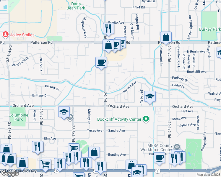 map of restaurants, bars, coffee shops, grocery stores, and more near 2903 Dawn Drive in Grand Junction