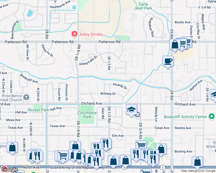 map of restaurants, bars, coffee shops, grocery stores, and more near 575 28 1/2 Road in Grand Junction