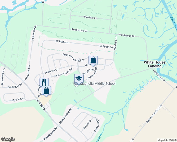 map of restaurants, bars, coffee shops, grocery stores, and more near 85 Bay Hill Road in Magnolia