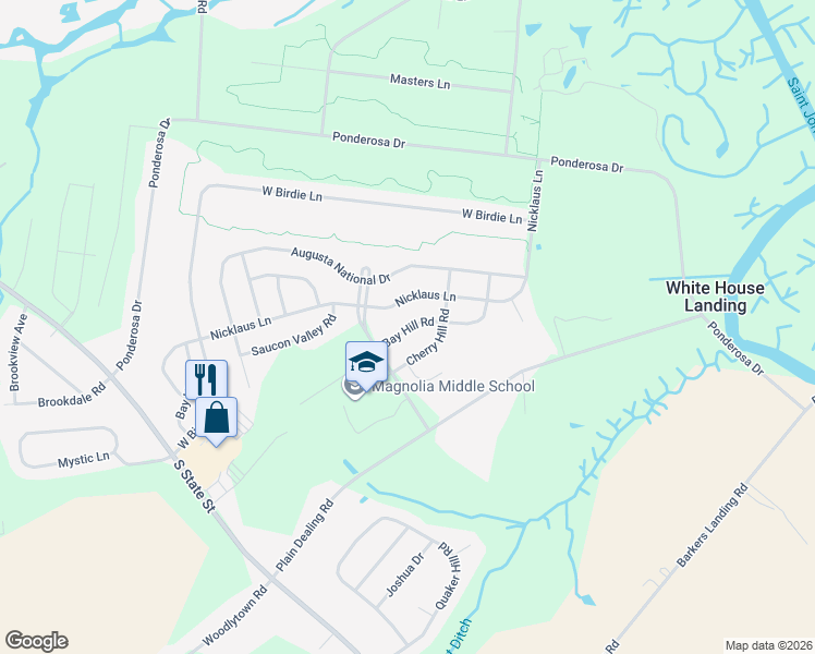 map of restaurants, bars, coffee shops, grocery stores, and more near 85 Bay Hill Road in Magnolia