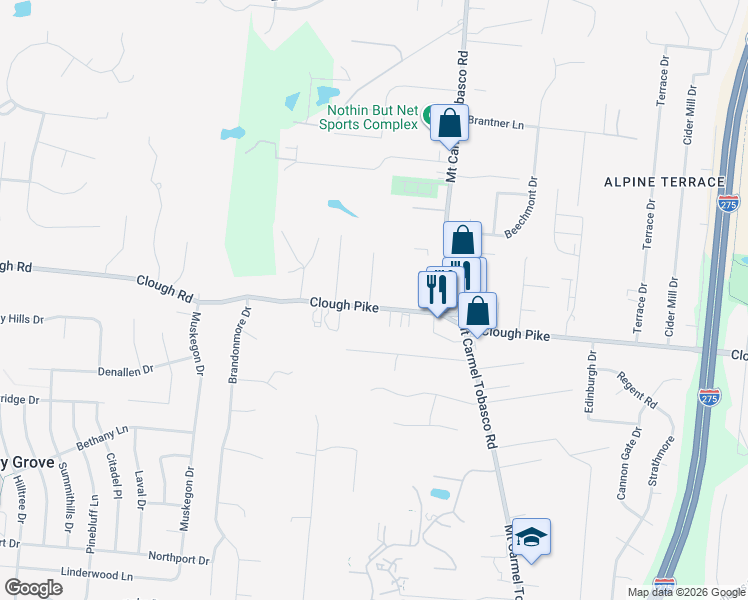 map of restaurants, bars, coffee shops, grocery stores, and more near 4265 Le Beau Drive in Cincinnati