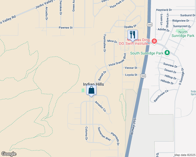 map of restaurants, bars, coffee shops, grocery stores, and more near 3425 Vista Grande Boulevard in Carson City