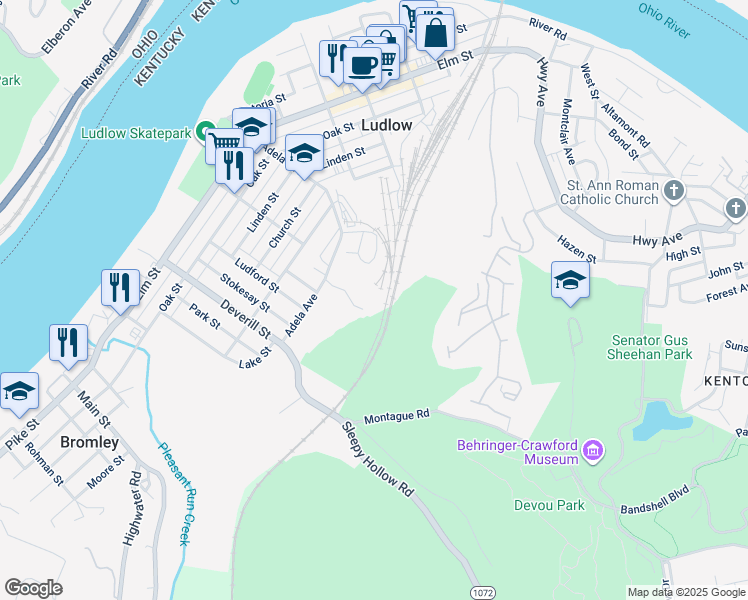 map of restaurants, bars, coffee shops, grocery stores, and more near 4 Sandbank Road in Ludlow