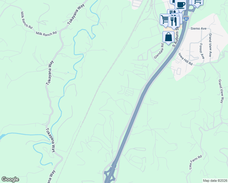 map of restaurants, bars, coffee shops, grocery stores, and more near 1356 Oak Ridge Drive in Colfax