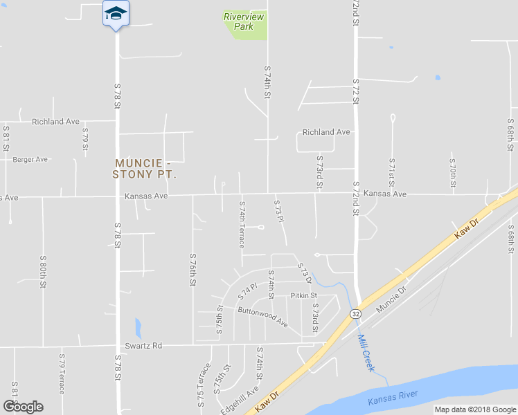 map of restaurants, bars, coffee shops, grocery stores, and more near 7401 Kansas Avenue in Kansas City