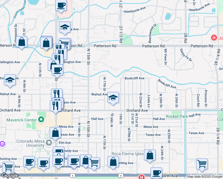 map of restaurants, bars, coffee shops, grocery stores, and more near 2236 North 17th Street in Grand Junction
