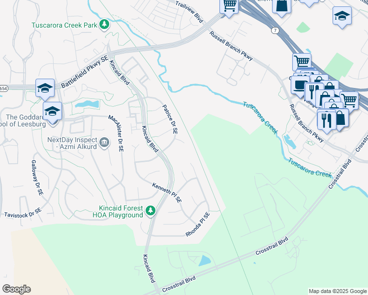 map of restaurants, bars, coffee shops, grocery stores, and more near 507 Sherry Ann Ct SE in Leesburg