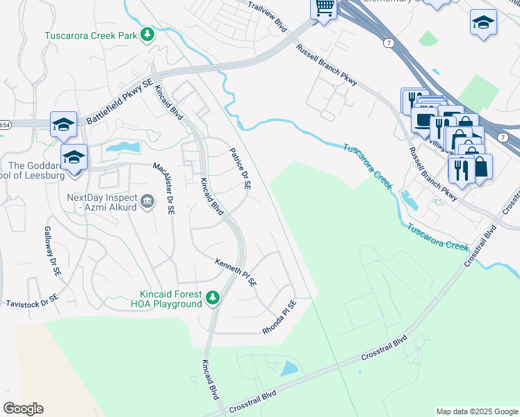map of restaurants, bars, coffee shops, grocery stores, and more near 507 Sherry Ann Ct SE in Leesburg