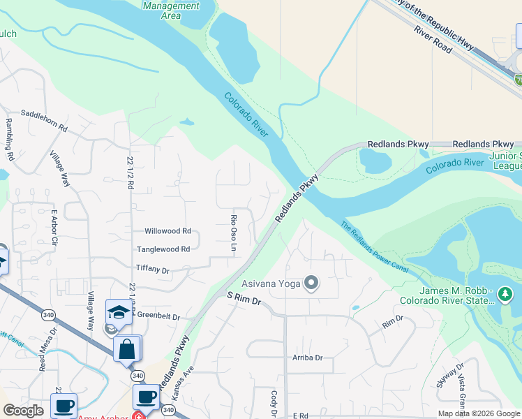 map of restaurants, bars, coffee shops, grocery stores, and more near 932-1736 Rio Linda Lane in Grand Junction