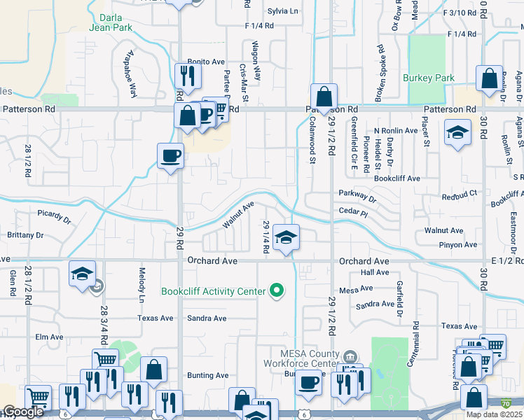 map of restaurants, bars, coffee shops, grocery stores, and more near 567 29 1/4 Road in Grand Junction