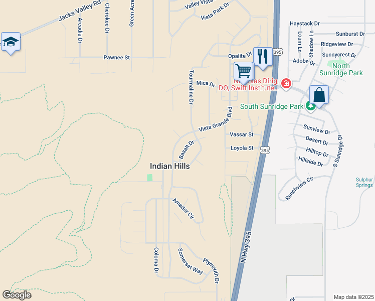 map of restaurants, bars, coffee shops, grocery stores, and more near 3432 Basalt Drive in Carson City