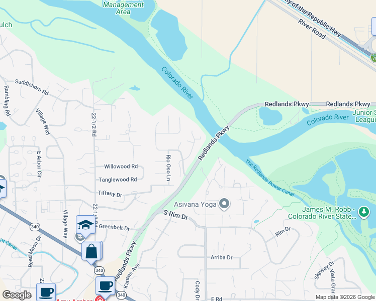 map of restaurants, bars, coffee shops, grocery stores, and more near 932-1736 Rio Linda Lane in Grand Junction