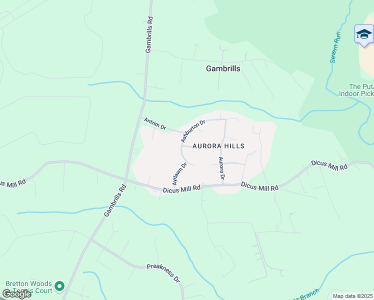 map of restaurants, bars, coffee shops, grocery stores, and more near 1305 Alta Vista Drive in Millersville