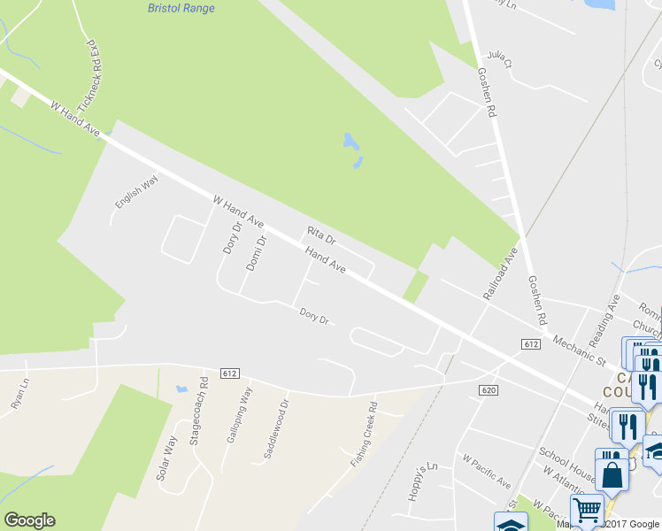 map of restaurants, bars, coffee shops, grocery stores, and more near 511 Hand Avenue in Cape May County