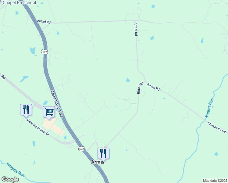 map of restaurants, bars, coffee shops, grocery stores, and more near 202 Homeplace Court in Winchester