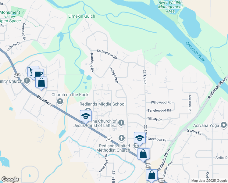map of restaurants, bars, coffee shops, grocery stores, and more near 2232 North Regent Circle in Grand Junction