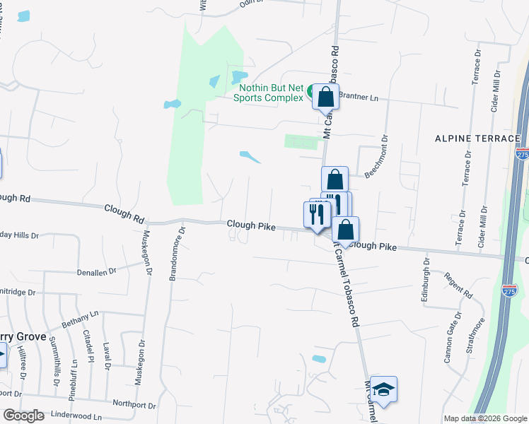 map of restaurants, bars, coffee shops, grocery stores, and more near 4265 Le Beau Drive in Cincinnati