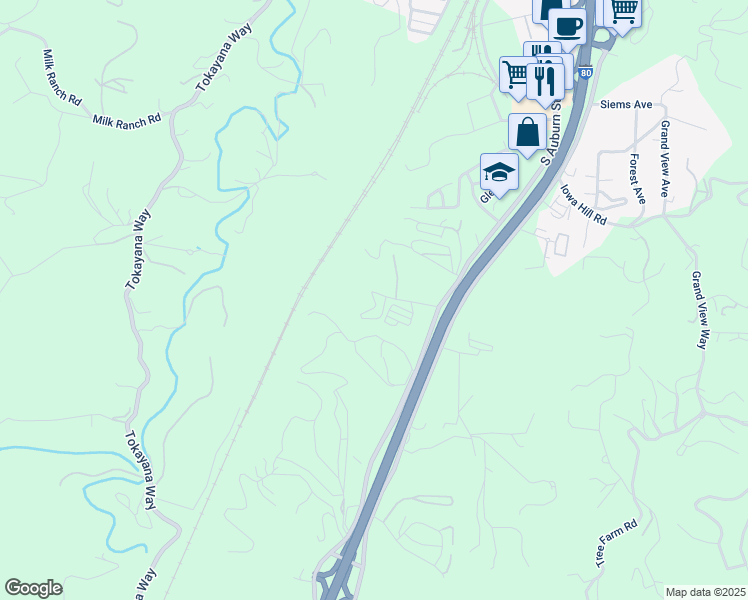 map of restaurants, bars, coffee shops, grocery stores, and more near 1306 Oak Ridge Drive in Colfax