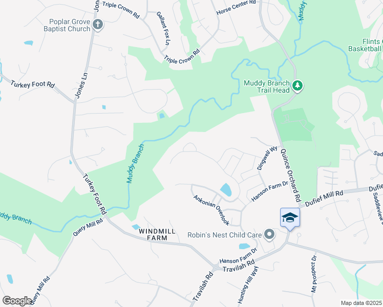 map of restaurants, bars, coffee shops, grocery stores, and more near 12321 Potomac Hunt Road in Gaithersburg