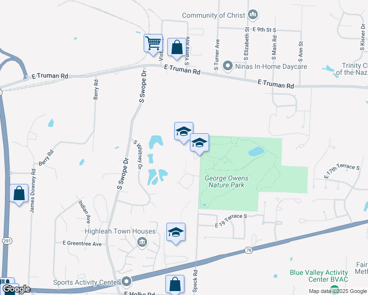 map of restaurants, bars, coffee shops, grocery stores, and more near 1656 South Speck Road in Independence