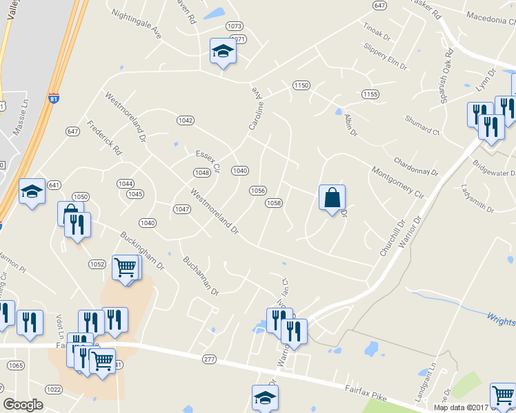 map of restaurants, bars, coffee shops, grocery stores, and more near 110 Halifax Avenue in Stephens City
