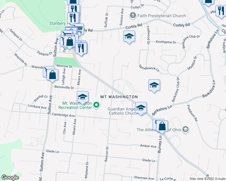 map of restaurants, bars, coffee shops, grocery stores, and more near in Cincinnati