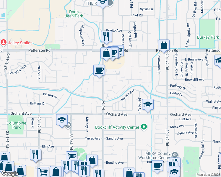 map of restaurants, bars, coffee shops, grocery stores, and more near 2903 Dawn Drive in Grand Junction