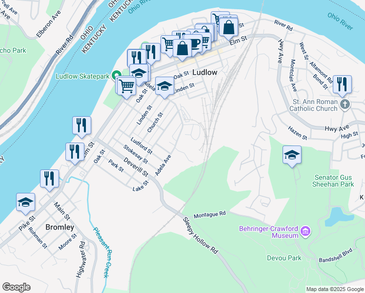 map of restaurants, bars, coffee shops, grocery stores, and more near 4 Sandbank Road in Ludlow