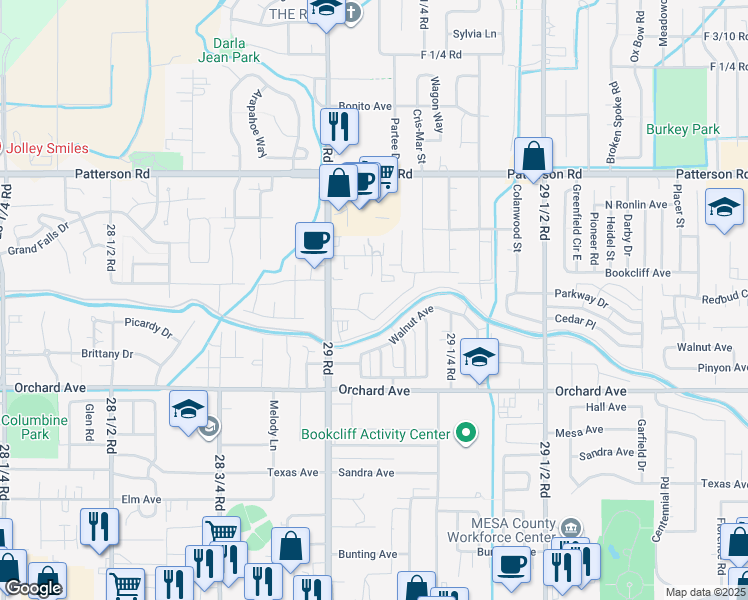 map of restaurants, bars, coffee shops, grocery stores, and more near 2911 Dawn Drive in Grand Junction