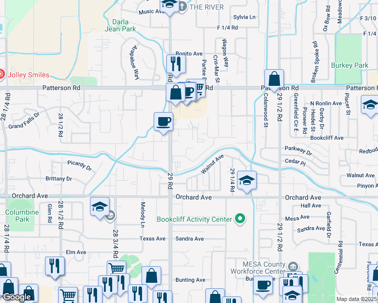 map of restaurants, bars, coffee shops, grocery stores, and more near 2911 Dawn Drive in Grand Junction