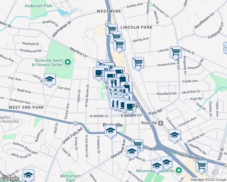 map of restaurants, bars, coffee shops, grocery stores, and more near 101 Independence Avenue Southeast in Washington