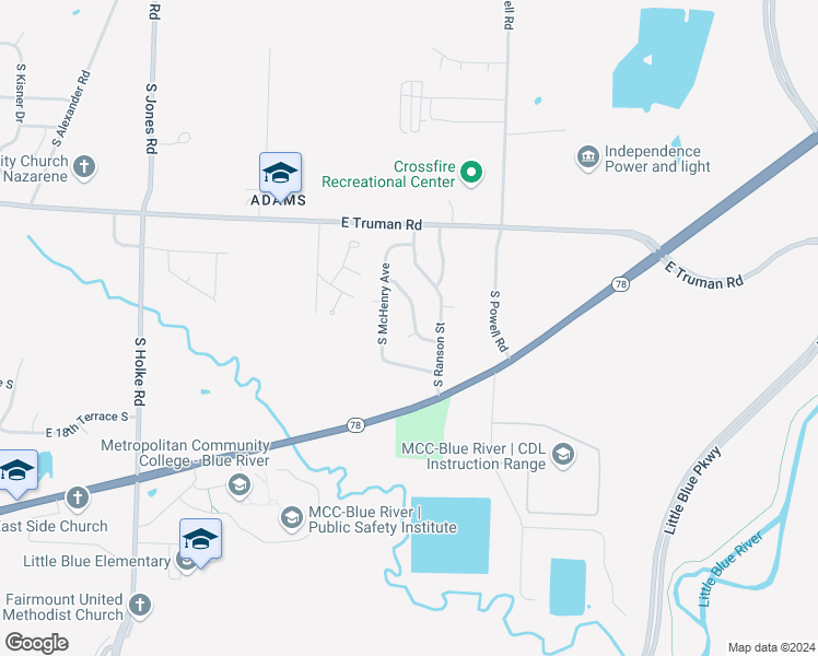 map of restaurants, bars, coffee shops, grocery stores, and more near 20910 East 13th Terrace Court South in Independence