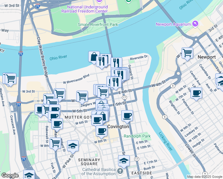 map of restaurants, bars, coffee shops, grocery stores, and more near 231 Scott Boulevard in Covington