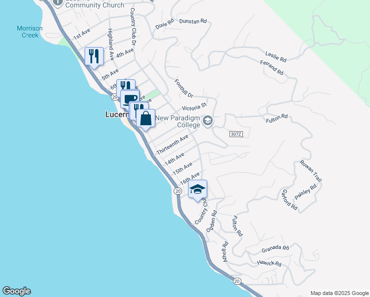 map of restaurants, bars, coffee shops, grocery stores, and more near 6444 14th Avenue in Lucerne