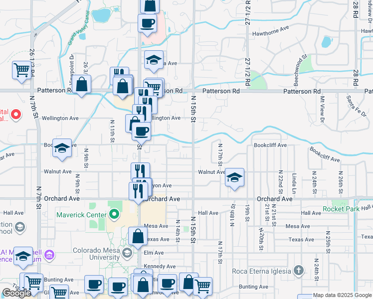 map of restaurants, bars, coffee shops, grocery stores, and more near 2245 North 15th Street in Grand Junction