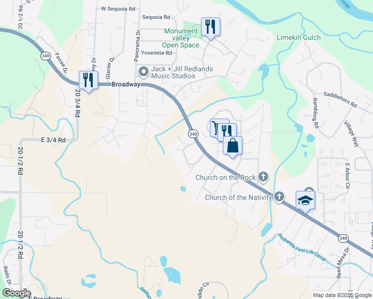 map of restaurants, bars, coffee shops, grocery stores, and more near 2101-2131 Rainbow Ranch Drive in Grand Junction