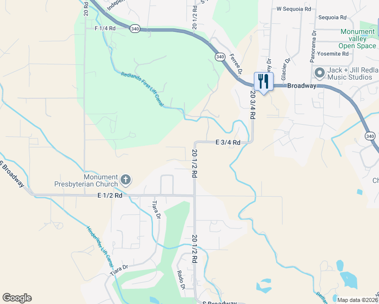 map of restaurants, bars, coffee shops, grocery stores, and more near 573 20 1/2 Rd in Grand Junction