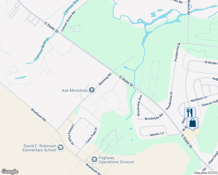 map of restaurants, bars, coffee shops, grocery stores, and more near 72 Captain Davis Drive in Kent County