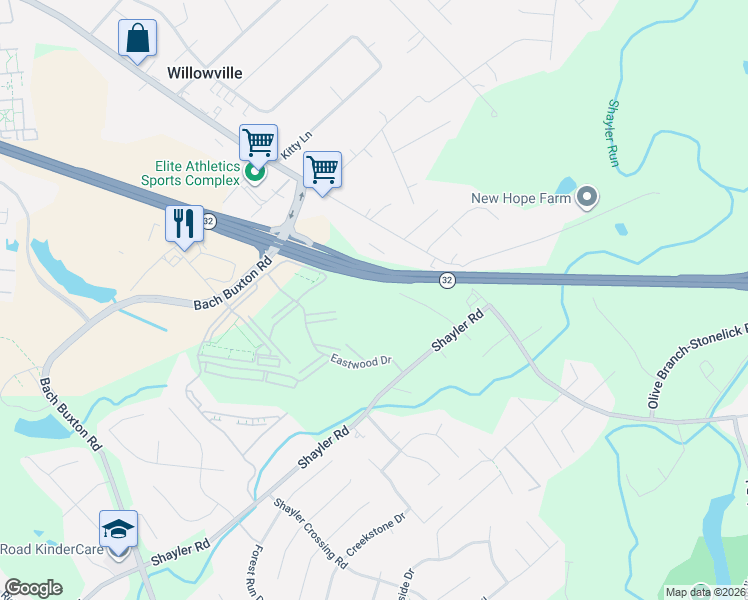 map of restaurants, bars, coffee shops, grocery stores, and more near 1237 Traction Lane in Batavia