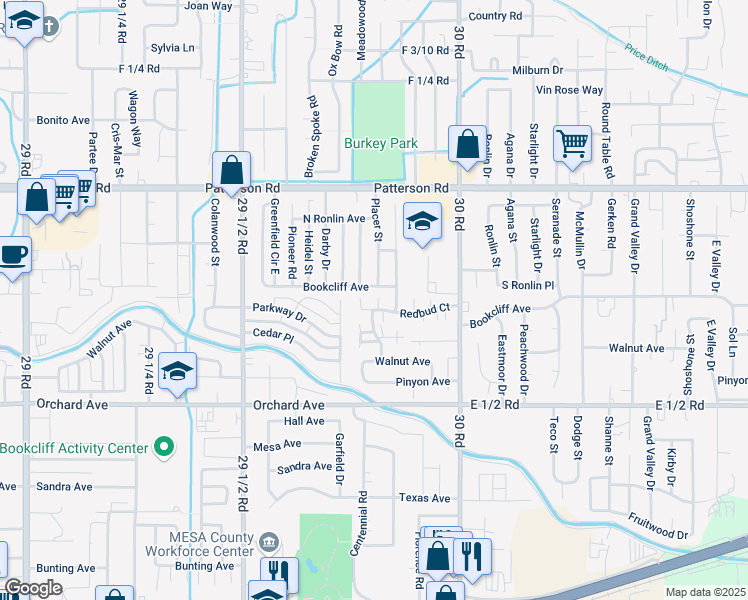 map of restaurants, bars, coffee shops, grocery stores, and more near 2975 Bookcliff Avenue in Grand Junction