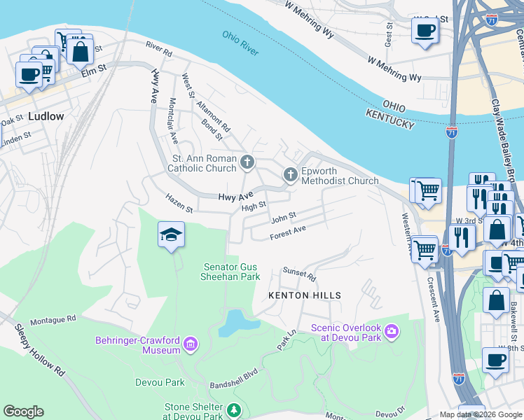 map of restaurants, bars, coffee shops, grocery stores, and more near in Covington