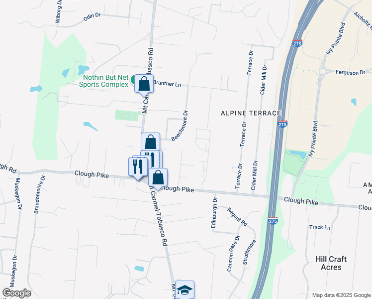 map of restaurants, bars, coffee shops, grocery stores, and more near 4288 Bantam Lane in Cincinnati